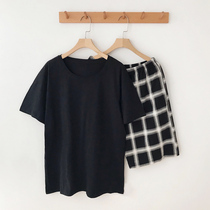 Couples pajamas female summer cotton short sleeve ins Net red summer mens casual thin models can be worn outside home clothes set