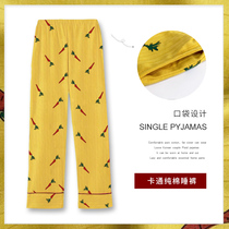 Cute cartoon Cotton pajama pants womens trousers spring and autumn thin summer students Leisure loose home pants can be worn outside