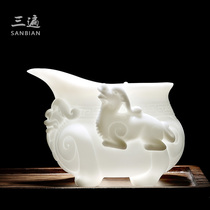 Master Wengcun Zheng Dehua white porcelain fair cup Heat-resistant ceramic tea Sea tea divider Large household jade porcelain Kung Fu Tea