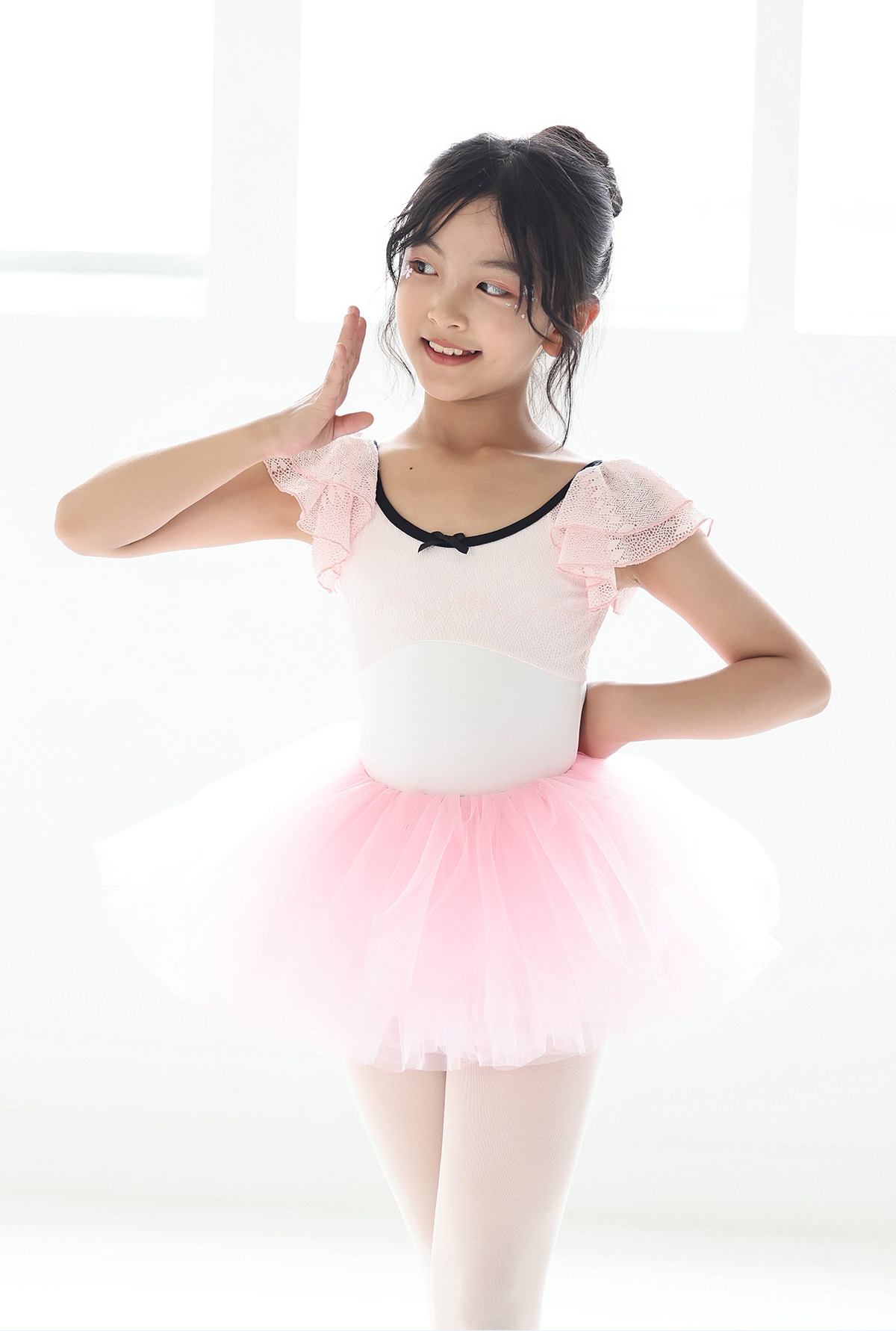 danzbaby儿童舞蹈服新款芭蕾练功服女专业艺考体操服纱裙套装bs12