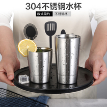 Korean style 304 stainless steel ice cream cup Heat insulation double-layer water cup Beer cup Handy cup Car cup Car water cup