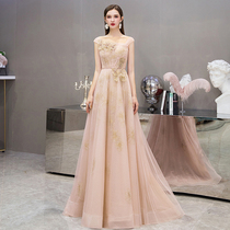  Dress skirt female 2021 new bridesmaid banquet pink one-shoulder temperament bride wedding ceremony host toast service