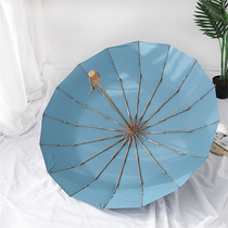 Japan CK Parasol Female minimalist retro 16 bone folding umbrella reinforced anti-wind sunshade sunscreen UV