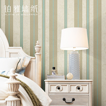 American Countryside Blue Non-woven Fabric Striped Wallpaper Vertical Bar Retro Nostalgia Bedroom Living Room Book Room Background Wall Wallpaper