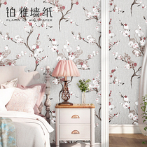 New Chinese plum wallpaper home Chinese pastoral floral living room background wall non-woven bedroom wallpaper flowers