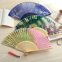 Chinese fan children folding fan Antique Gift Japanese fan and wind cherry blossom folding fan Yanjia dance fan Cheongsam fan
