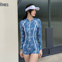Swimsuit women long sleeve 2021 new belly thin flat angle sunscreen fashion professional conservative sports swimsuit