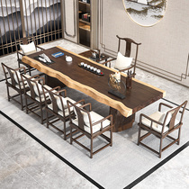 Large board tea table New Chinese style Gongtea table solid wood tea table big tea table and chairs combined Zen Kung Fu tea table drinking tea table