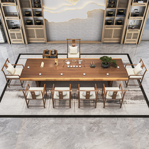 Tea table and chairs Combined modern minimalist zen office drinking tea table tea set integrated solid wood tea table 1 m 2