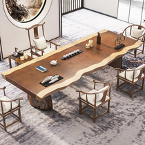 Solid wood large plate tea table tea table office of tea table tea set log tea table and chairs combined kung fu tea table New Chinese style