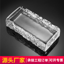 Hot melt transparent silver-plated crystal brick ultra-white solid glass brick partition landscape wall perforated square glass block frosted