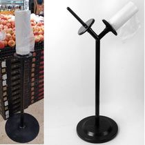 Supermarket roll bag stand hand-tear bag stand floor-to-ceiling stack head stand stainless steel black shopping bag shelf hanging bag