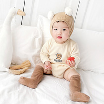 Male and female baby 0-1-year-old bag fart spring autumn Korean version of the baby bear newborns one-piece clothes baby long sleeve khaclothes
