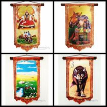 Mongolian characteristic craft leather painting Inner Mongolia handicrafts Hanging painting Decorative painting Leather color printing craft painting