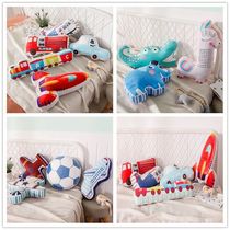 American childrens cartoon plush cute boys and girls room bedroom car fire truck doll model room pillow