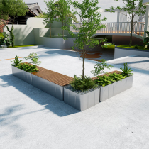 Outdoor landscape flower bed stool public leisure seat rest chair creative flower pond combination square park anti-corrosion wood