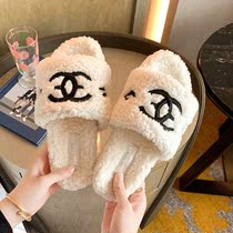 Japanese fur slippers women wear new lamb hair I trendy shoes autumn household cotton shoes autumn and winter