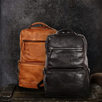 New leather mens shoulder bag Tanning head leather computer bag casual large capacity travel bag retro backpack