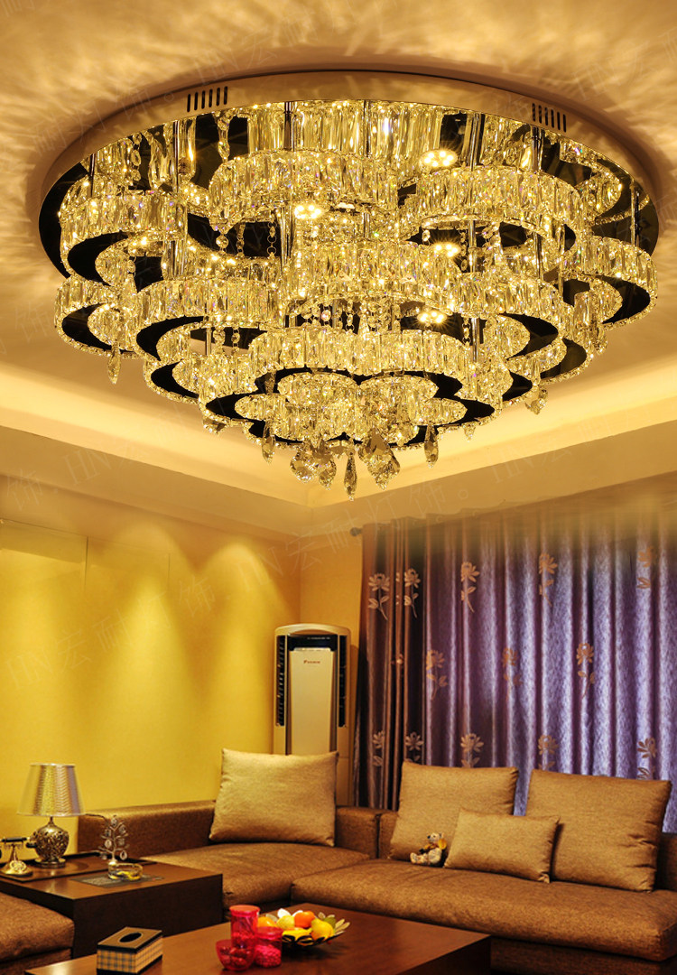 吸顶led圆形水晶灯大厅灯客厅水晶灯圆形直径1.2米1.5米8060cm
