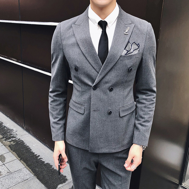 新款男士正装套装三件套 新郎服装结婚男西服套装 修身结婚礼服男