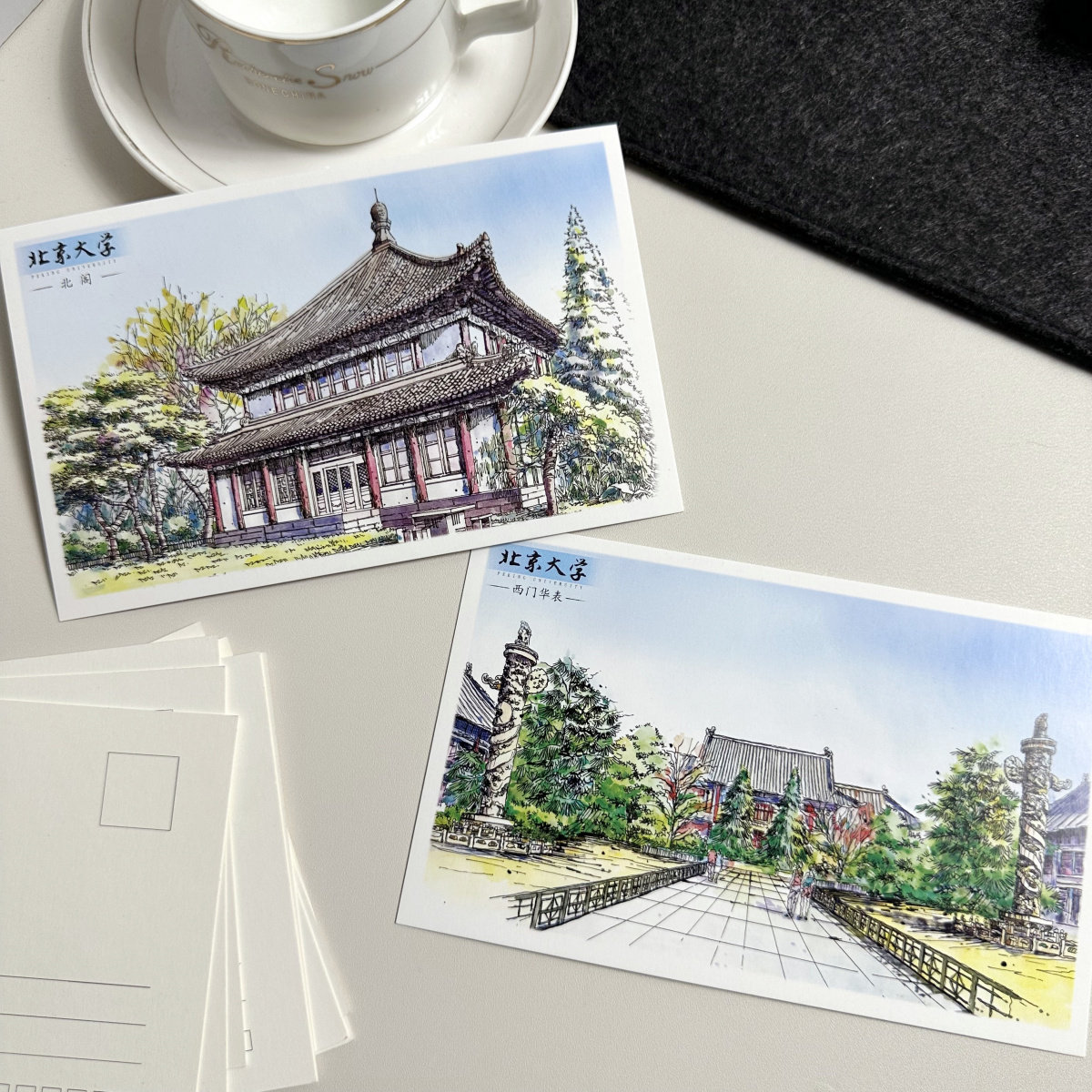 创意北京大学10张手绘明信片燕园风景地标建筑北大校友纪念品旅游