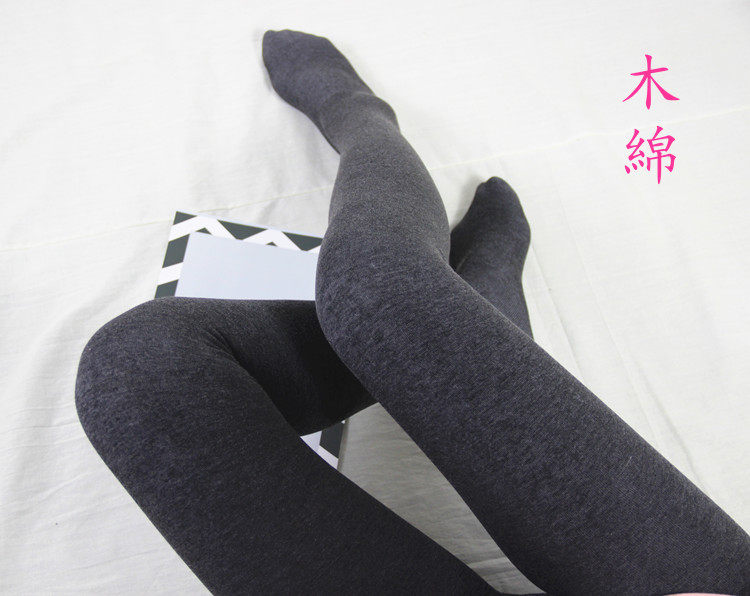 秋冬薄绒连裤袜中厚黑灰色加绒加厚外穿打底裤女纯棉连脚美腿袜子