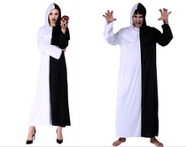 Halloween ghost clothing male and female with male and female shambolic wardrobes black and white ghost clothes with cap conjoined couples clothes