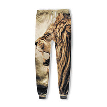 Europe and the United States hot-selling nostalgic lion 3D digital printing casual all-match lion head trousers mens and womens sports Harlan sweater pants