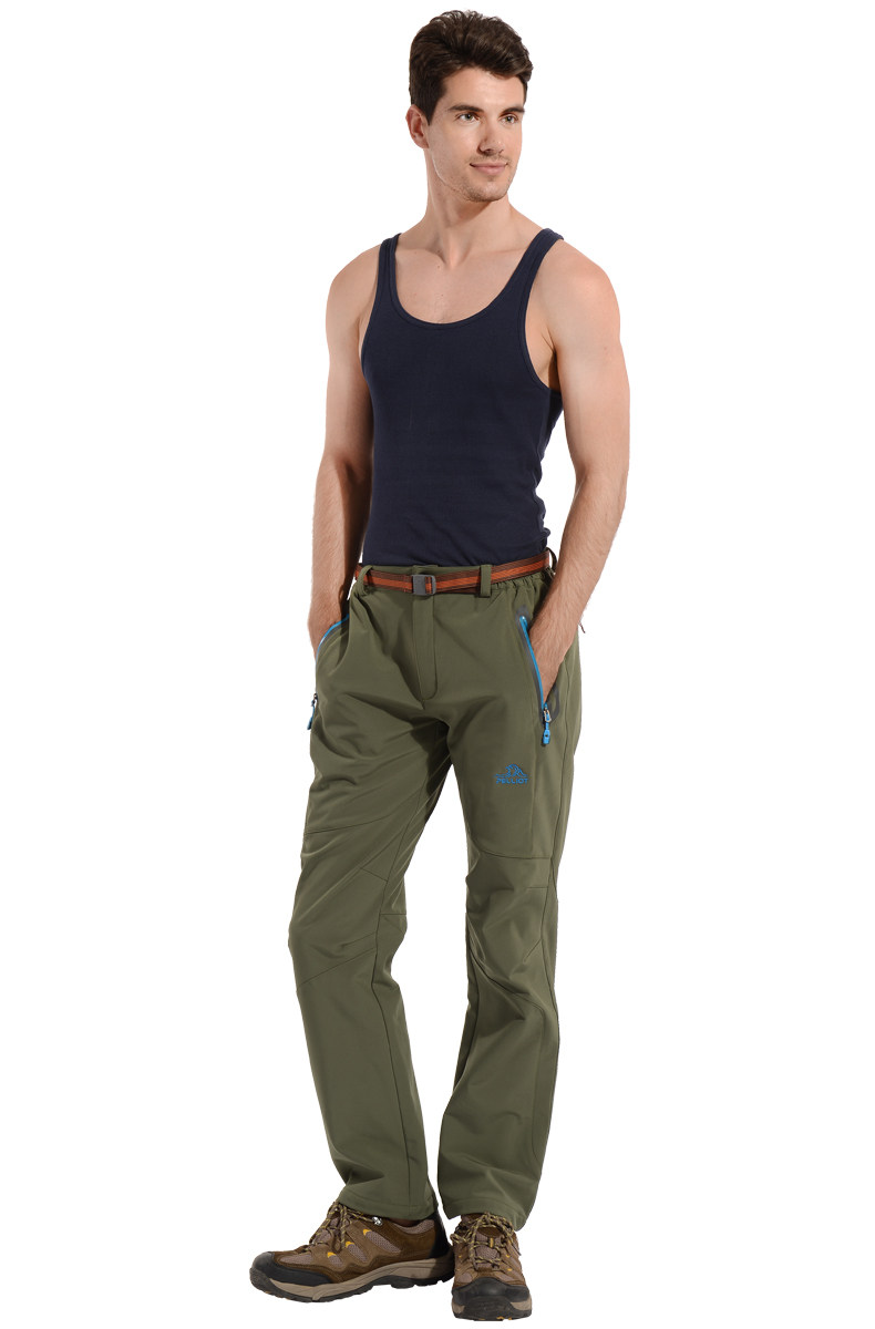 法国pelliot户外防水透气软壳裤男 正品休闲保暖抓绒软壳冲锋裤子