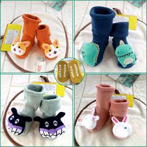 21 autumn and winter new original cute doll baby cotton socks newborn boys and girls padded towel non-slip socks