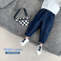 Childrens pants baby jeans spring and autumn thin trousers 2021 new children loose casual pants tide