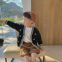Boys spring baby knitted cardigan coat 2021 new small and medium children Spring Autumn Korean version of foreign style coat tide
