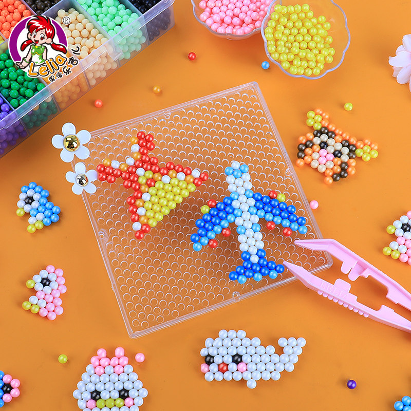 乐吉儿水雾神奇魔法珠 女孩拼豆水溶珠拼图手工diy儿童玩具套装