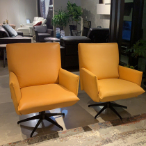 Full leather leisure chair Simple modern Italian light luxury balcony household first layer cowhide single armrest sofa chair