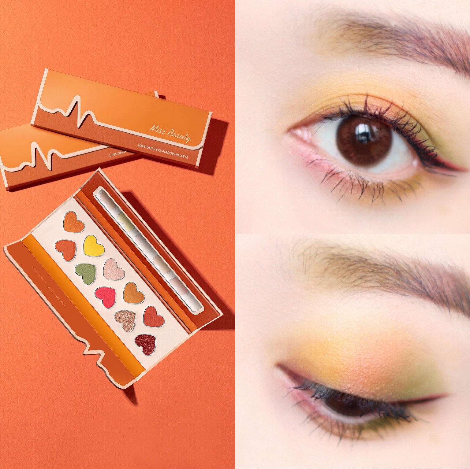 冲冠包邮!miss beauty美好小姐恋爱日记爱心可爱少女十色眼影盘