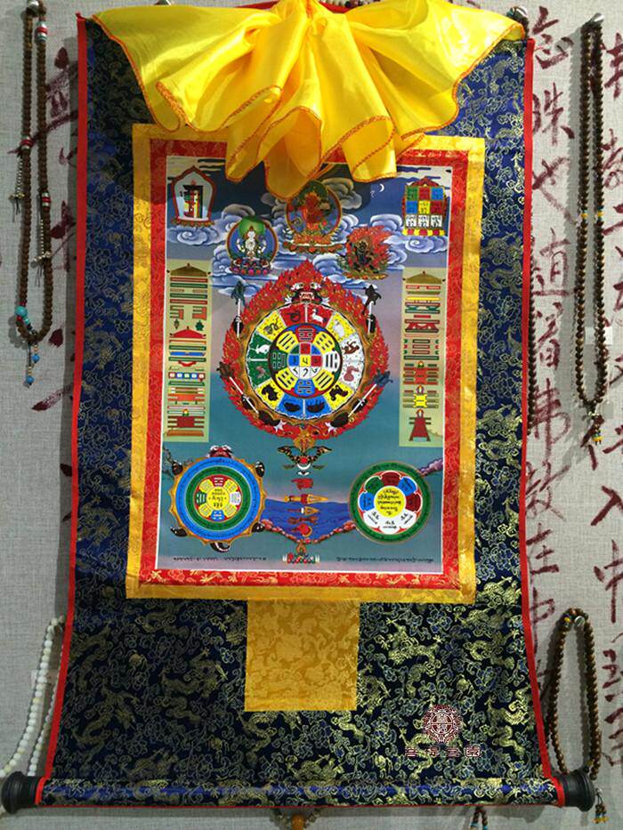 佛教密宗唐卡九宫八卦镇宅避邪改家居风水挂件活佛开光手工精裱