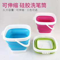 Thickened foldable silicone bucket portable bucket High temperature resistant non-toxic water bucket gouache watercolor washing pen holder