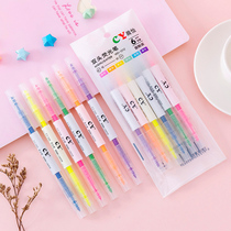 6 sets of Chenyi fluorescent marker pen Student highlighter light color fluorescent color pen Net red creative marker pen