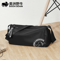 American bison shoulder bag mens canvas bag horizontal backpack mens bag trend casual mens crossbody bag