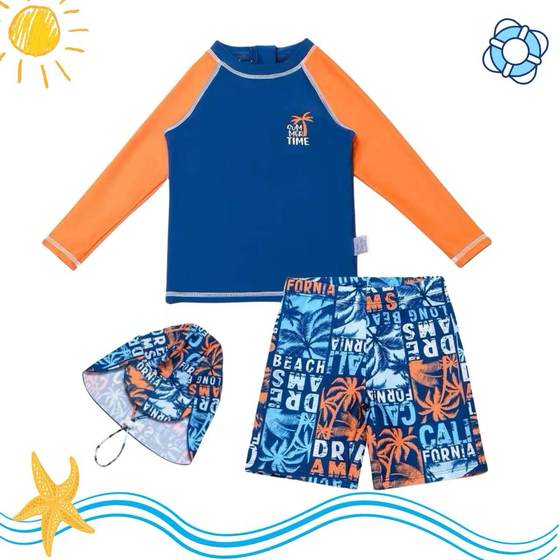 Amber children's swimsuit boys split beach pants three-piece set long sleeve sun protection fashionable quick-drying beach playground
Amber children's swimsuit boys split beach pants three-piece set long sleeve sun protection fashionable quick-drying beach playground