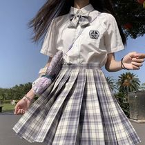 China brand uniform hall gentle one knife summer jk uniform skirt genuine academic style school uniform women's short sleeve white shirt full set
