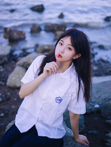 Taiwan Normal University High School Shirt Class Suit Same School Uniform Embroidered JK Summer Suit Short Sleeve Organ Pleated Shirt Female