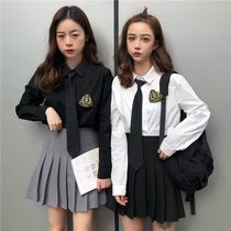 New spring and autumn JK uniform two-piece shirt womens long sleeve Japanese college style student class clothes shirt girlfriends