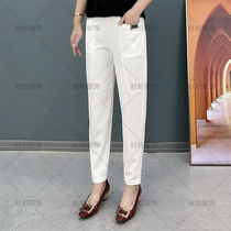 Sister Zhao Women Dress Summer New Casual Harynn Pants Fashion Big Pocket Stick Mark Tightness Waist Straight Drum Pants Pure Color 2215