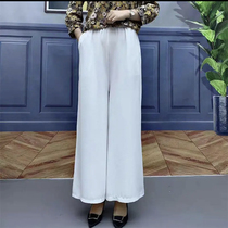 Little swallow womens 2021 spring new elastic waist wide leg pants slim elastic waist trousers casual pants