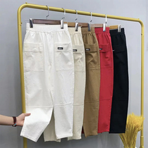 2022 Summer new casual pants Mom Clothing Loose 100 hitch washed cotton tightness waist pants Dream Suyan dress