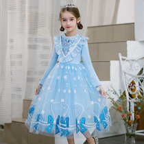 Ice and Snow Edge Love Tha Princess Dresses 2022 New Girl Autumn Winter Long Sleeves Birthday Gown Children Dress dresses Dress