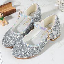 2021 New Girl Shoes Fashion Girl Stage High Heels Dance Performance Chair Shoes Aiesha Silver Princess Shoes