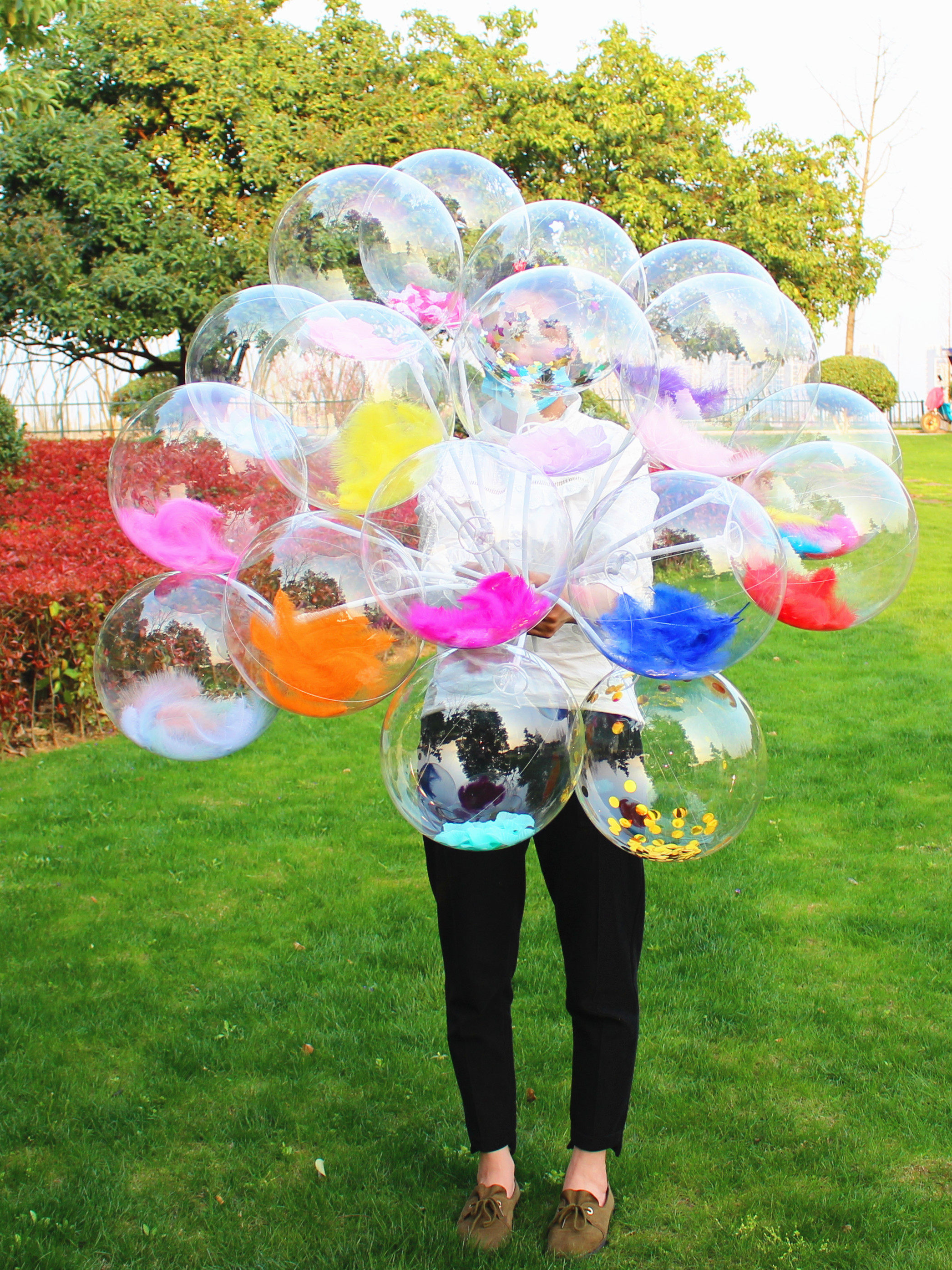 ins网红透明气球波波球带羽毛亮片拍照告白表白生日派对布置地推