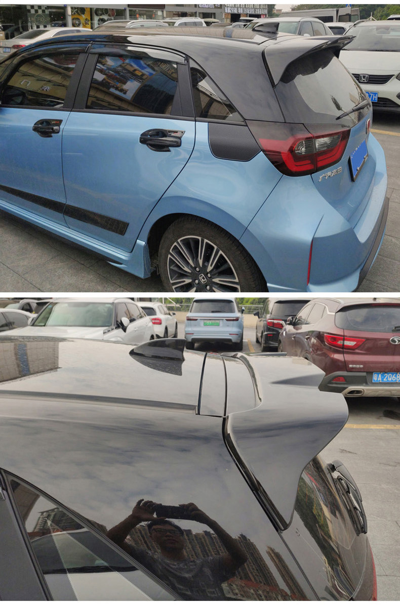 适用2021款飞度尾翼带灯 4代全新飞度改装尾翼免打孔 gr9汽车尾翼